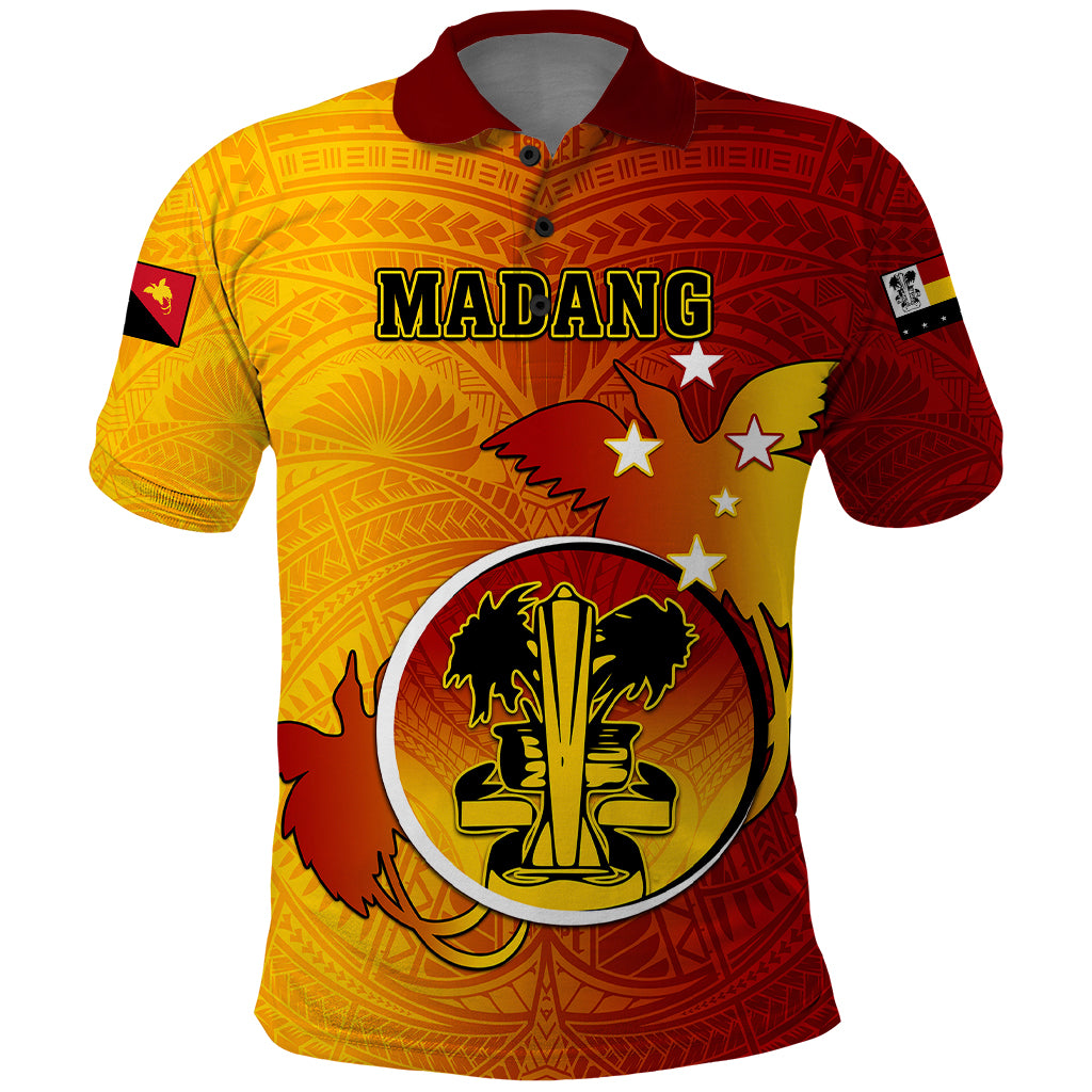 Personalized Papua New Guinea Madang Province Polo Shirt Mix Coat Of Arms Polynesian Pattern LT05 Yellow - Polynesian Pride