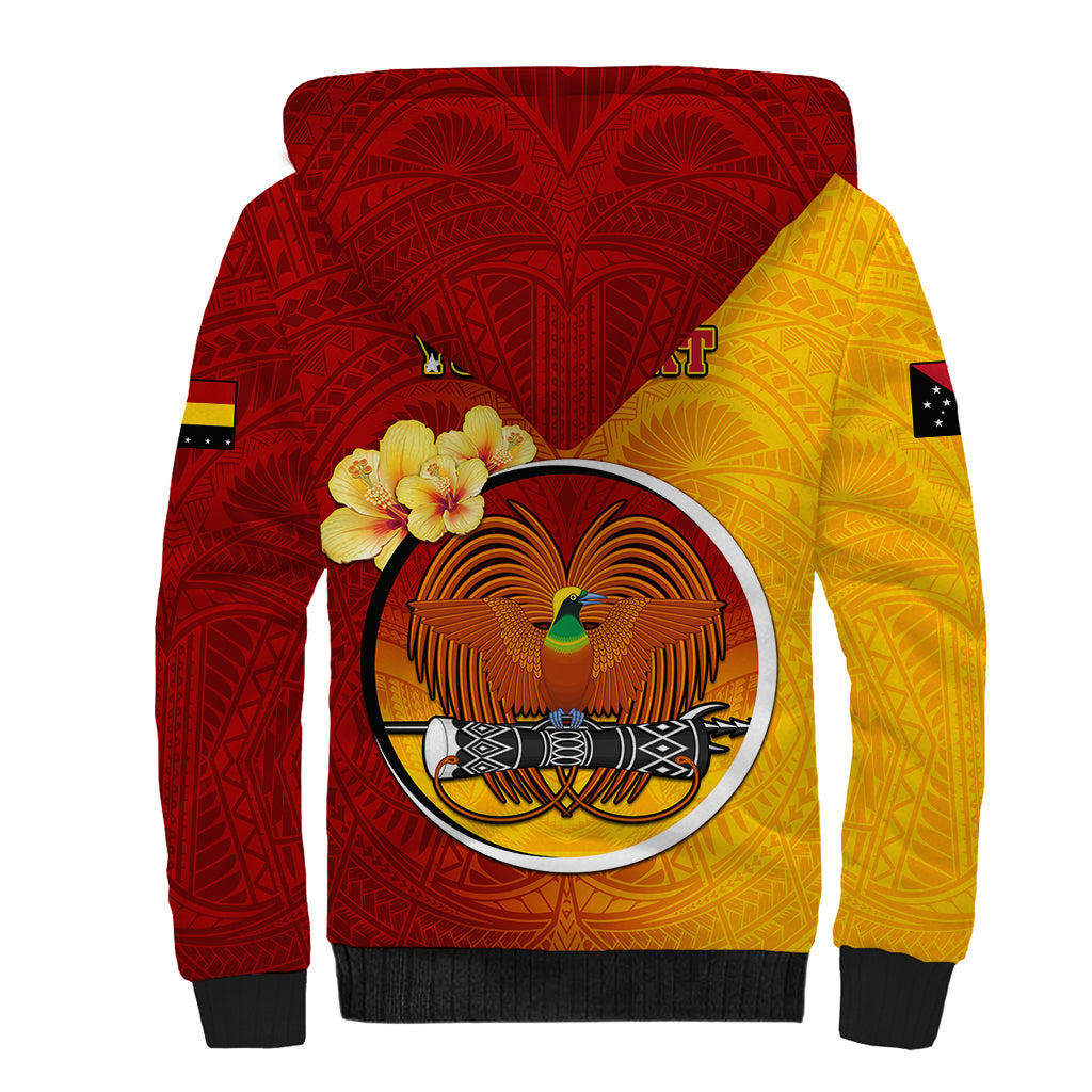 Personalized Papua New Guinea Madang Province Sherpa Hoodie Mix Coat Of Arms Polynesian Pattern LT05 - Polynesian Pride