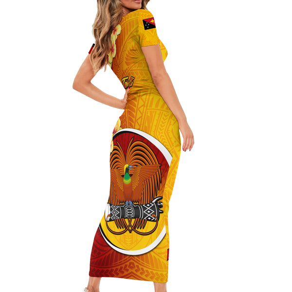 Personalized Papua New Guinea Madang Province Couples Matching Off The Shoulder Long Sleeve Dress and Long Sleeve Button Shirts Mix Coat Of Arms Polynesian Pattern LT05 main image 1