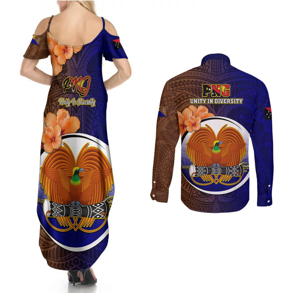 Papua New Guinea Manus Province Off Shoulder Maxi Dress Mix Coat Of Arms Polynesian Pattern LT05