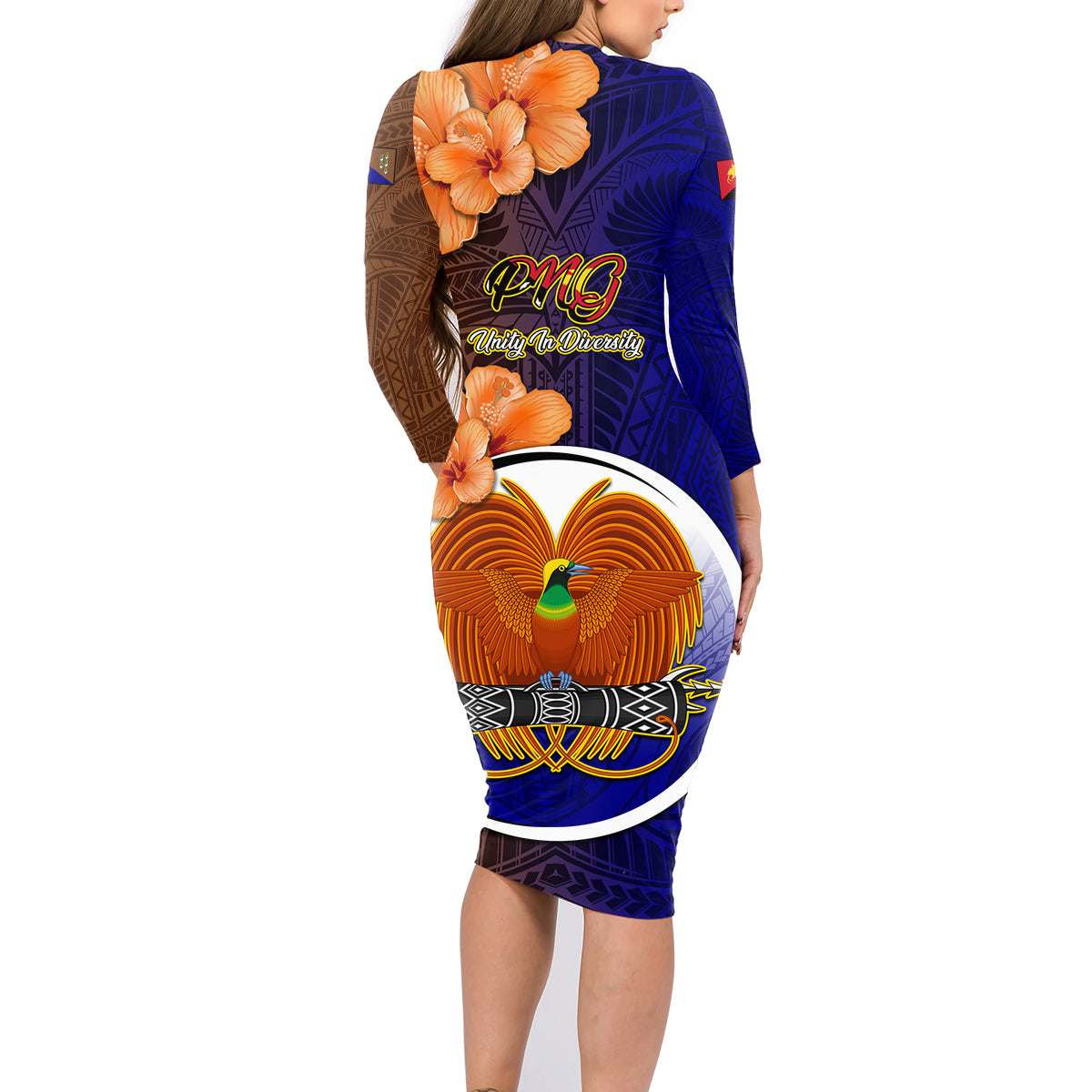 Papua New Guinea Manus Province Family Matching Long Sleeve Bodycon Dress and Hawaiian Shirt Mix Coat Of Arms Polynesian Pattern LT05 - Polynesian Pride