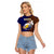 Papua New Guinea Manus Province Raglan Cropped T Shirt Mix Coat Of Arms Polynesian Pattern LT05 Female Brown - Polynesian Pride