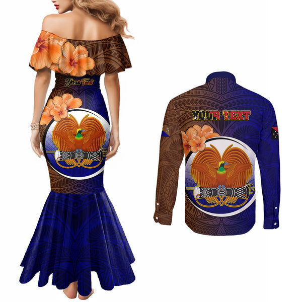 Personalized Papua New Guinea Manus Province Couples Matching Off Shoulder Maxi Dress and Long Sleeve Button Shirts Mix Coat Of Arms Polynesian Pattern LT05 main image 0