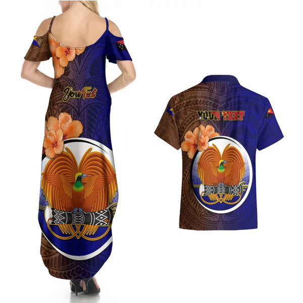 Personalized Papua New Guinea Central Province Couples Matching Summer Maxi Dress and Hawaiian Shirt Mix Coat Of Arms Polynesian Pattern LT05