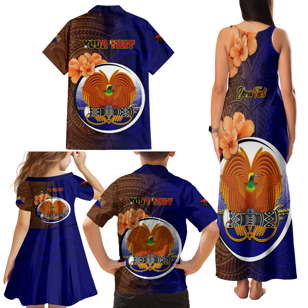 Personalized Papua New Guinea Manus Province Family Matching Tank Maxi Dress and Hawaiian Shirt Mix Coat Of Arms Polynesian Pattern LT05 - Polynesian Pride