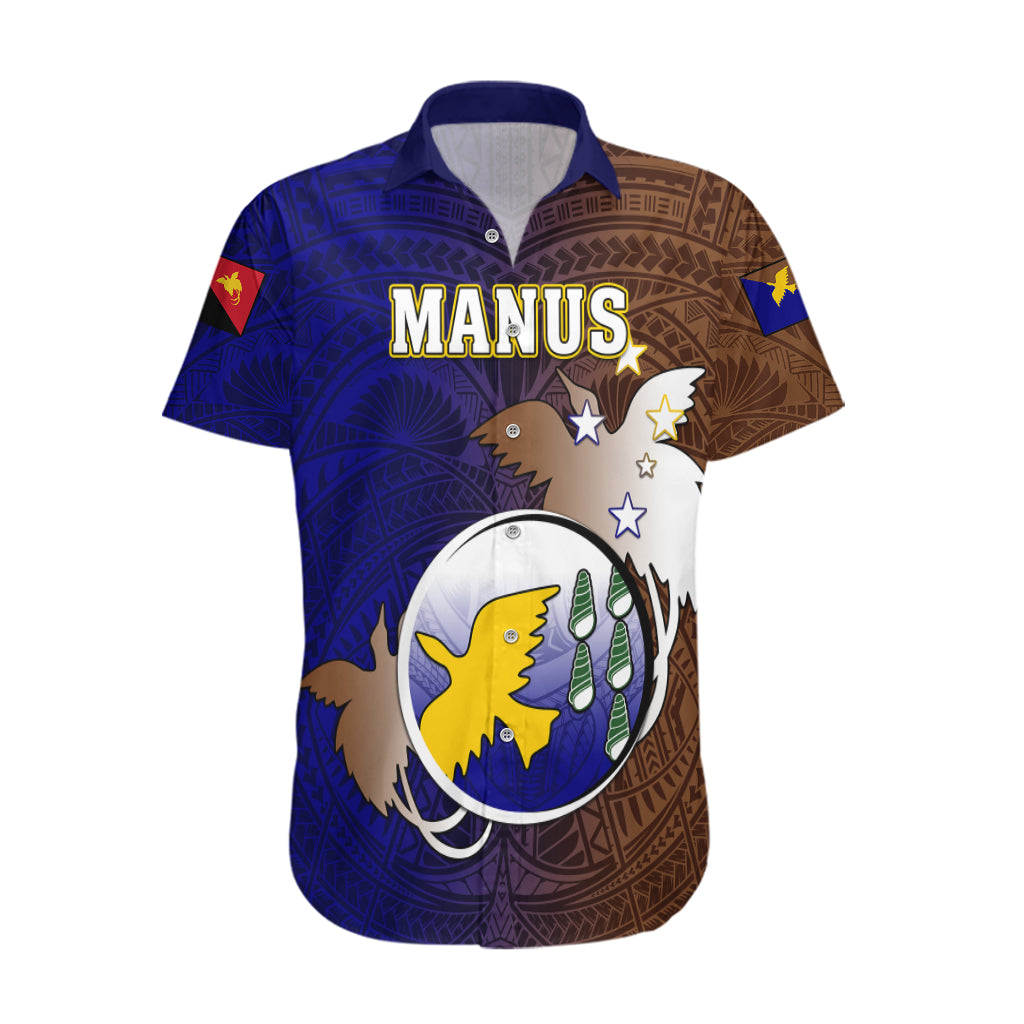 Personalized Papua New Guinea Manus Province Hawaiian Shirt Mix Coat Of Arms Polynesian Pattern LT05 Brown - Polynesian Pride