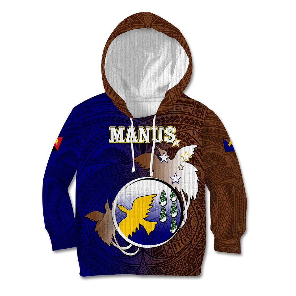 Personalized Papua New Guinea Manus Province Kid Hoodie Mix Coat Of Arms Polynesian Pattern LT05 Hoodie Brown - Polynesian Pride