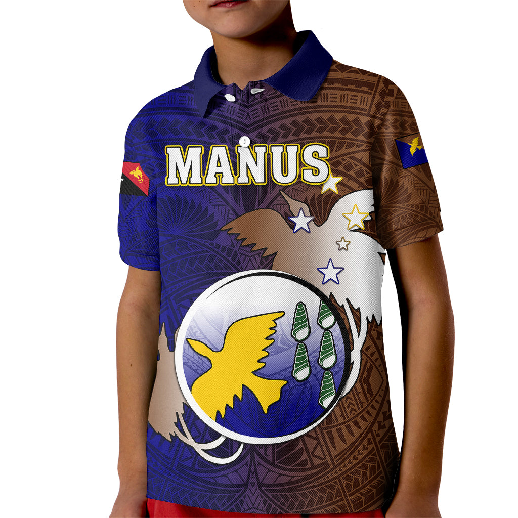 Personalized Papua New Guinea Manus Province Kid Polo Shirt Mix Coat Of Arms Polynesian Pattern LT05 Kid Brown - Polynesian Pride