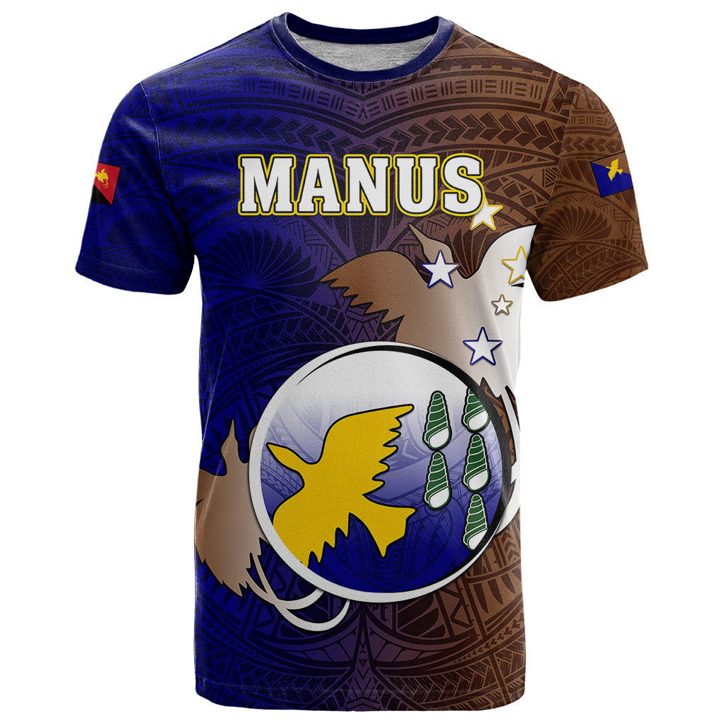 Personalized Papua New Guinea Manus Province T Shirt Mix Coat Of Arms Polynesian Pattern LT05 Brown - Polynesian Pride