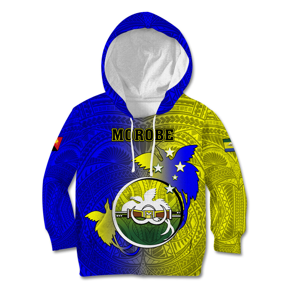 Papua New Guinea Morobe Province Kid Hoodie Mix Coat Of Arms Polynesian Pattern LT05 Hoodie Yellow - Polynesian Pride