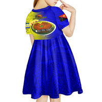 Papua New Guinea Morobe Province Kid Short Sleeve Dress Mix Coat Of Arms Polynesian Pattern LT05 - Polynesian Pride