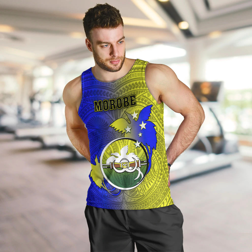 Papua New Guinea Morobe Province Men Tank Top Mix Coat Of Arms Polynesian Pattern LT05 - Polynesian Pride
