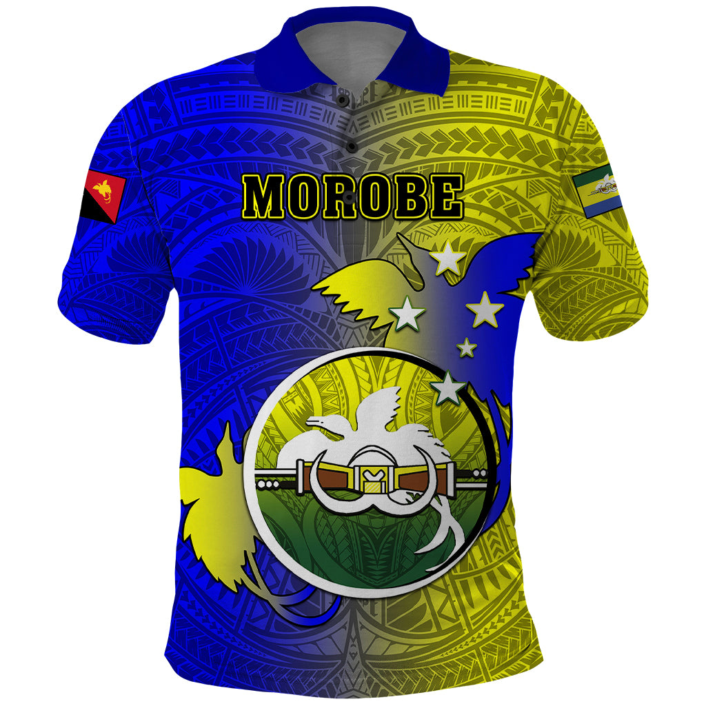 Papua New Guinea Morobe Province Polo Shirt Mix Coat Of Arms Polynesian Pattern LT05 Yellow - Polynesian Pride
