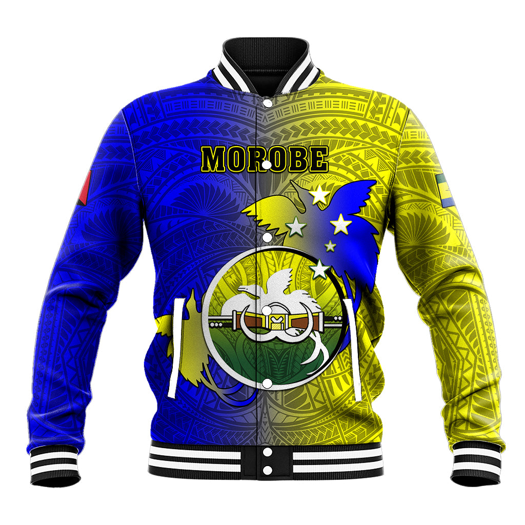 Personalized Papua New Guinea Morobe Province Baseball Jacket Mix Coat Of Arms Polynesian Pattern LT05 Unisex Yellow - Polynesian Pride