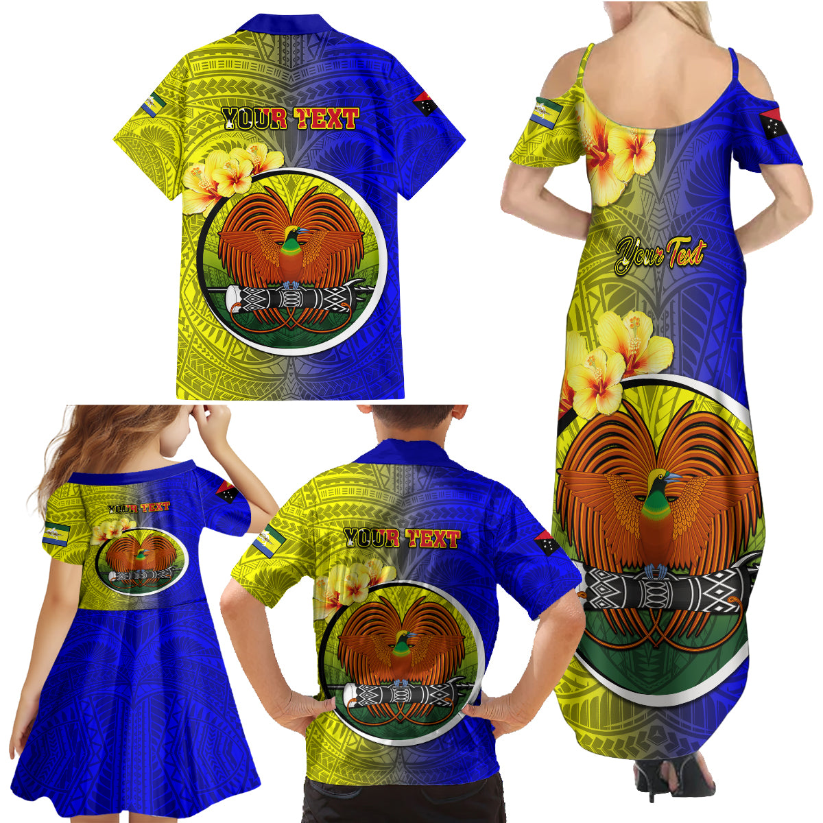 Personalized Papua New Guinea Morobe Province Family Matching Summer Maxi Dress and Hawaiian Shirt Mix Coat Of Arms Polynesian Pattern LT05 - Polynesian Pride