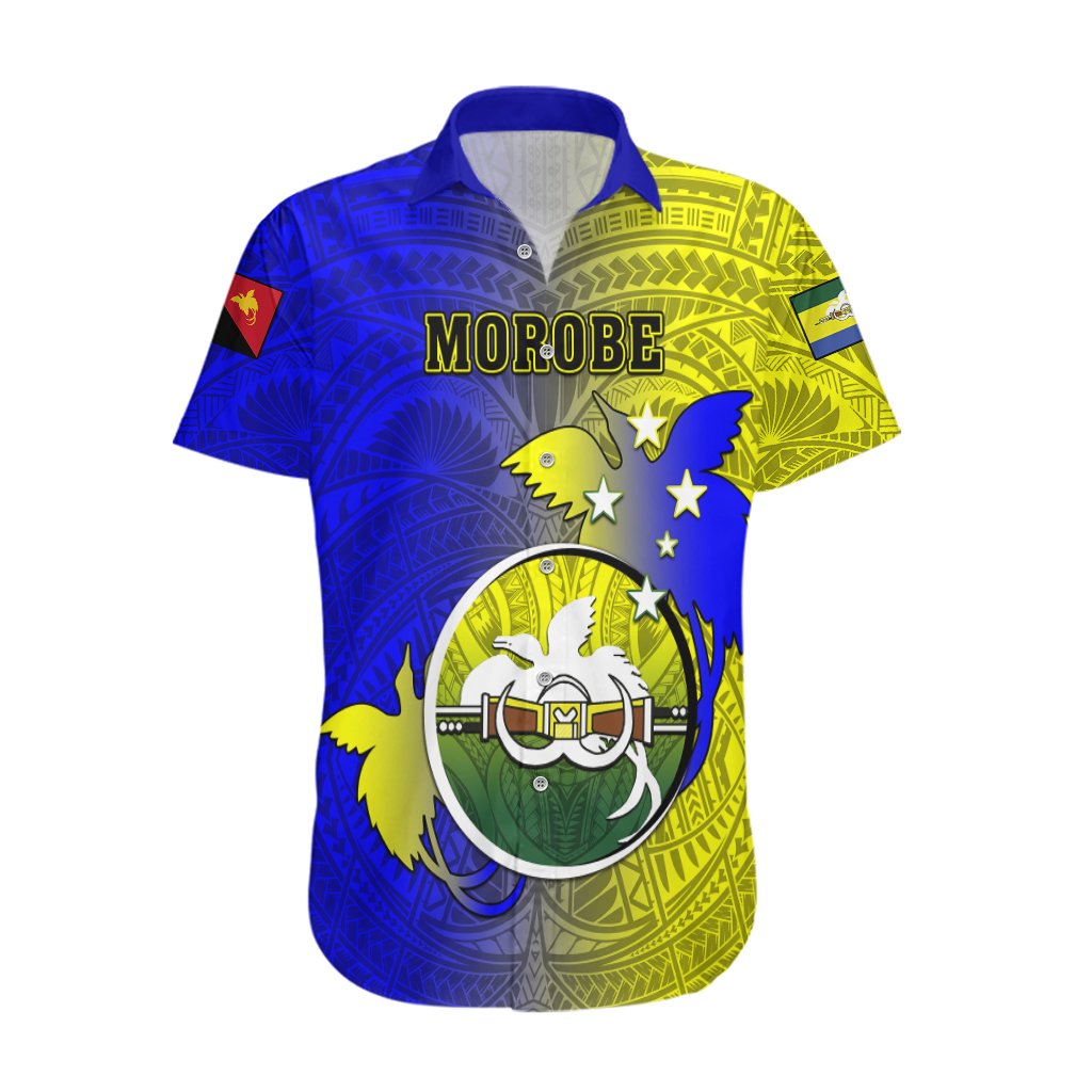 Personalized Papua New Guinea Morobe Province Hawaiian Shirt Mix Coat Of Arms Polynesian Pattern LT05 Yellow - Polynesian Pride