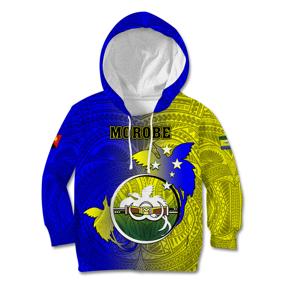 Personalized Papua New Guinea Morobe Province Kid Hoodie Mix Coat Of Arms Polynesian Pattern LT05 Hoodie Yellow - Polynesian Pride