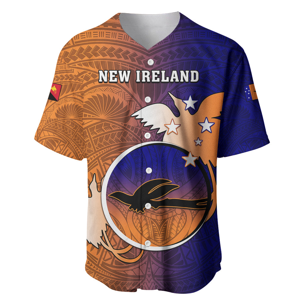 Papua New Guinea New Ireland Province Baseball Jersey Mix Coat Of Arms Polynesian Pattern LT05 Blue - Polynesian Pride