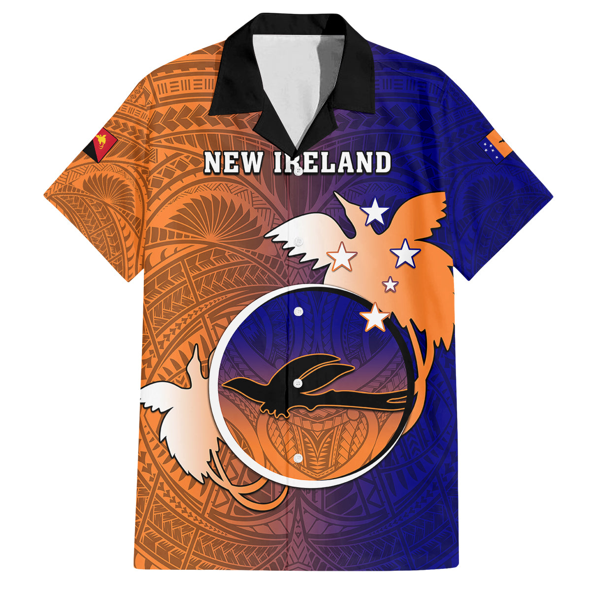 Papua New Guinea New Ireland Province Family Matching Summer Maxi Dress and Hawaiian Shirt Mix Coat Of Arms Polynesian Pattern LT05 Dad's Shirt - Short Sleeve Blue - Polynesian Pride