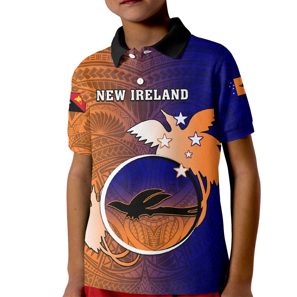 Papua New Guinea New Ireland Province Kid Polo Shirt Mix Coat Of Arms Polynesian Pattern LT05 Kid Blue - Polynesian Pride