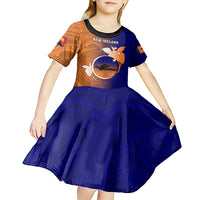 Papua New Guinea New Ireland Province Kid Short Sleeve Dress Mix Coat Of Arms Polynesian Pattern LT05 - Polynesian Pride