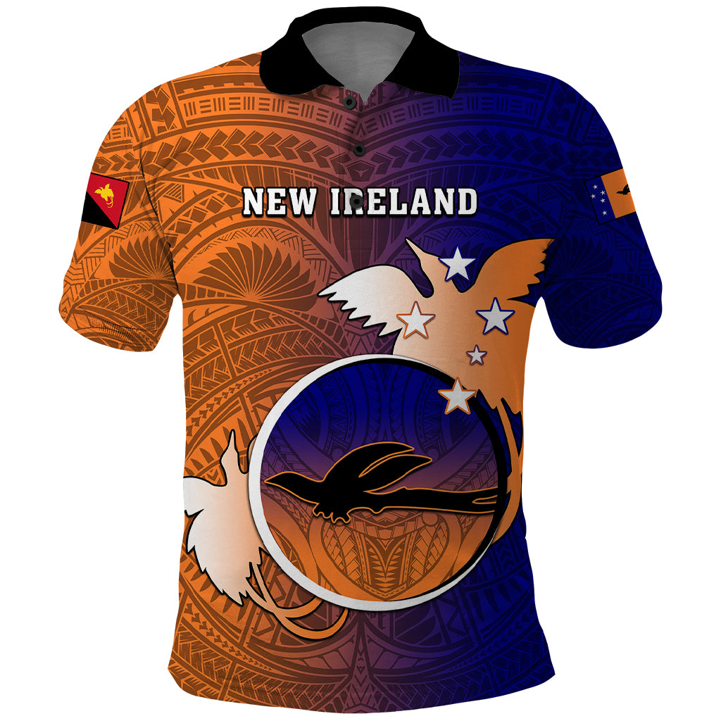 Papua New Guinea New Ireland Province Polo Shirt Mix Coat Of Arms Polynesian Pattern LT05 Blue - Polynesian Pride