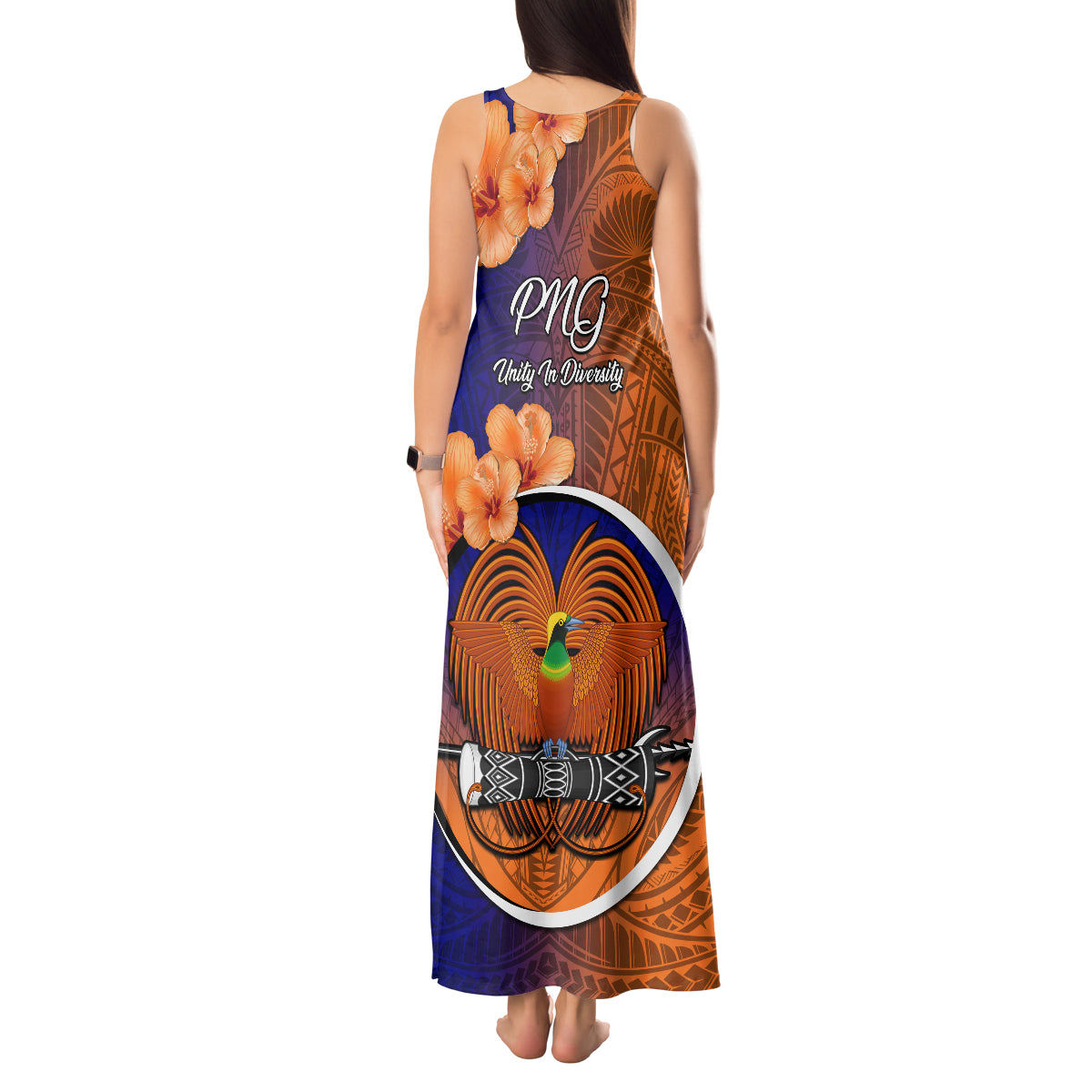 Papua New Guinea New Ireland Province Tank Maxi Dress Mix Coat Of Arms Polynesian Pattern LT05 - Polynesian Pride