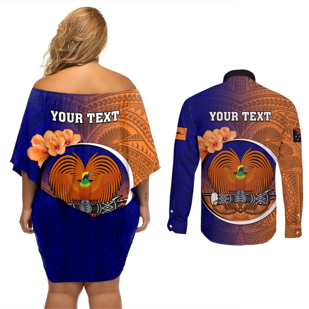 Personalized Papua New Guinea New Ireland Province Couples Matching Off Shoulder Short Dress and Long Sleeve Button Shirts Mix Coat Of Arms Polynesian Pattern LT05 - Polynesian Pride