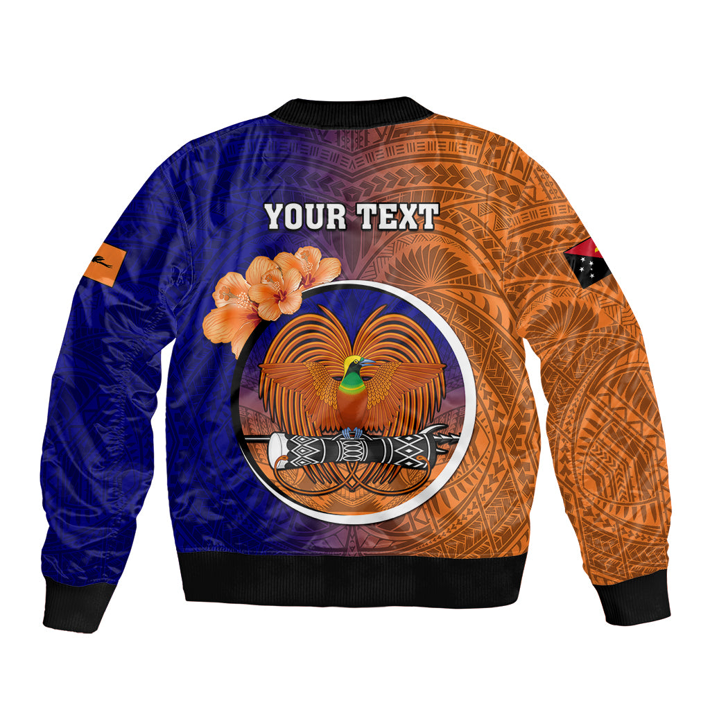 Personalized Papua New Guinea New Ireland Province Sleeve Zip Bomber Jacket Mix Coat Of Arms Polynesian Pattern LT05 - Polynesian Pride