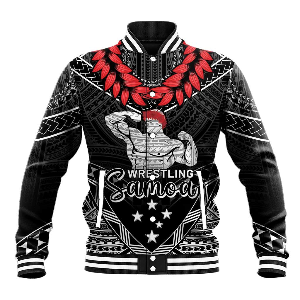 Custom Samoa Wrestling Baseball Jacket Samoan Wrestler Ulafala Style LT05 Unisex Black - Polynesian Pride