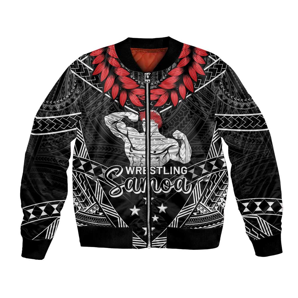 Custom Samoa Wrestling Bomber Jacket Samoan Wrestler Ulafala Style LT05 Unisex Black - Polynesian Pride