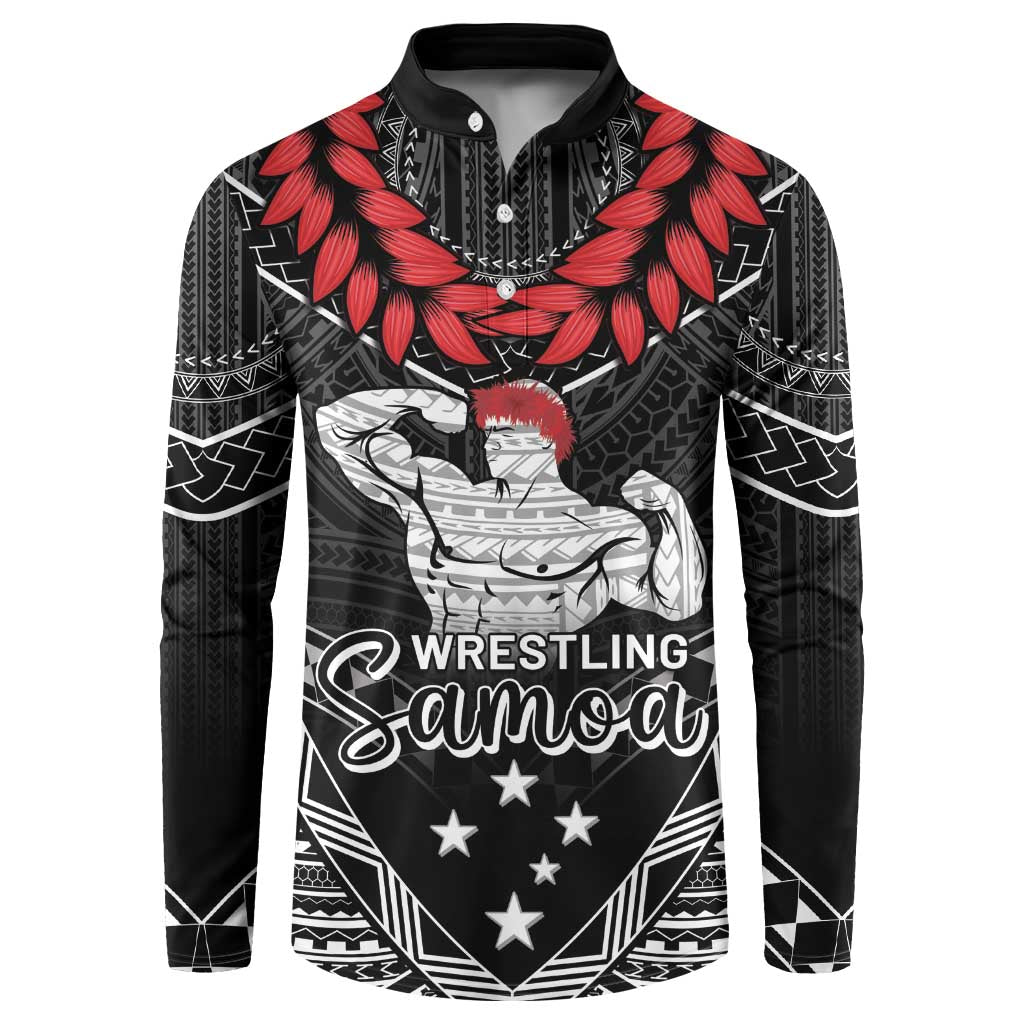 Custom Samoa Wrestling Button Sweatshirt Samoan Wrestler Ulafala Style LT05 Black - Polynesian Pride