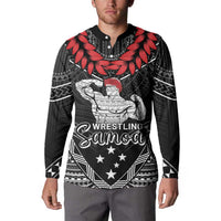 Custom Samoa Wrestling Button Sweatshirt Samoan Wrestler Ulafala Style LT05 - Polynesian Pride