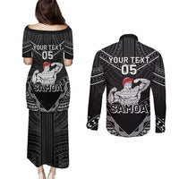 Custom Samoa Wrestling Couples Matching Puletasi and Long Sleeve Button Shirt Samoan Wrestler Ulafala Style LT05 - Polynesian Pride