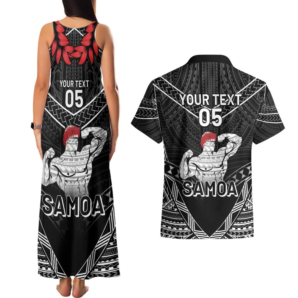 Custom Samoa Wrestling Couples Matching Tank Maxi Dress and Hawaiian Shirt Samoan Wrestler Ulafala Style LT05 - Polynesian Pride