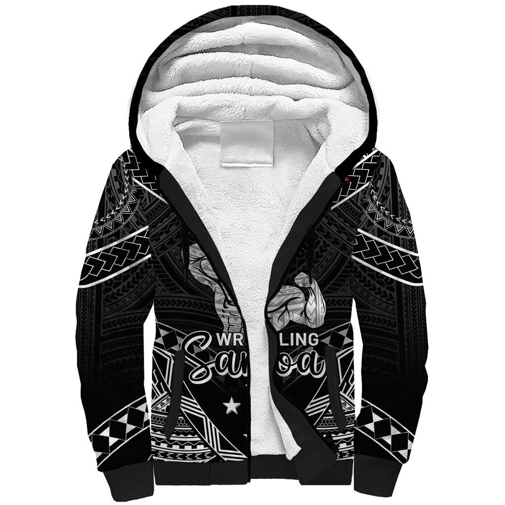 Custom Samoa Wrestling Sherpa Hoodie Samoan Wrestler Ulafala Style LT05 Unisex Black - Polynesian Pride