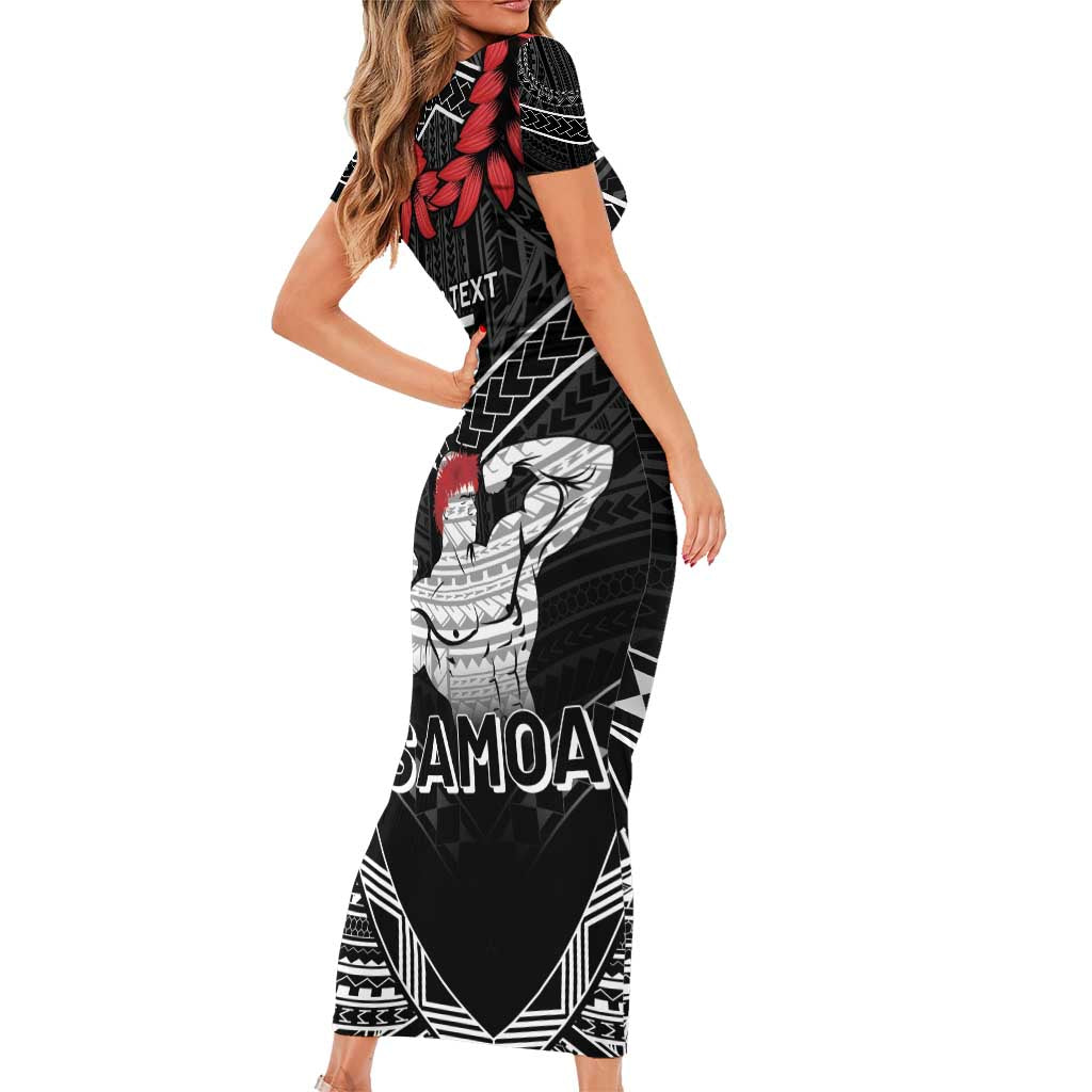 Custom Samoa Wrestling Short Sleeve Bodycon Dress Samoan Wrestler Ulafala Style LT05 - Polynesian Pride