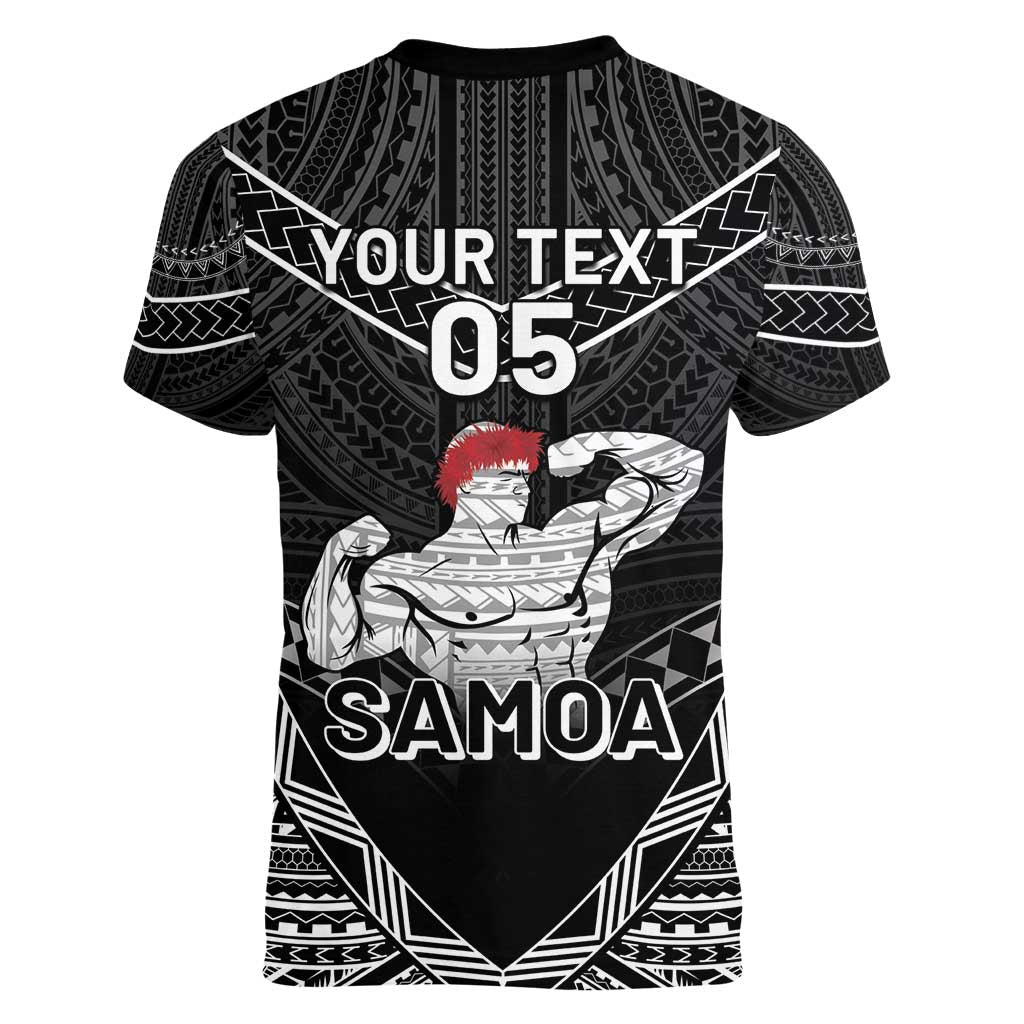 Custom Samoa Wrestling Women V-Neck T-Shirt Samoan Wrestler Ulafala Style
