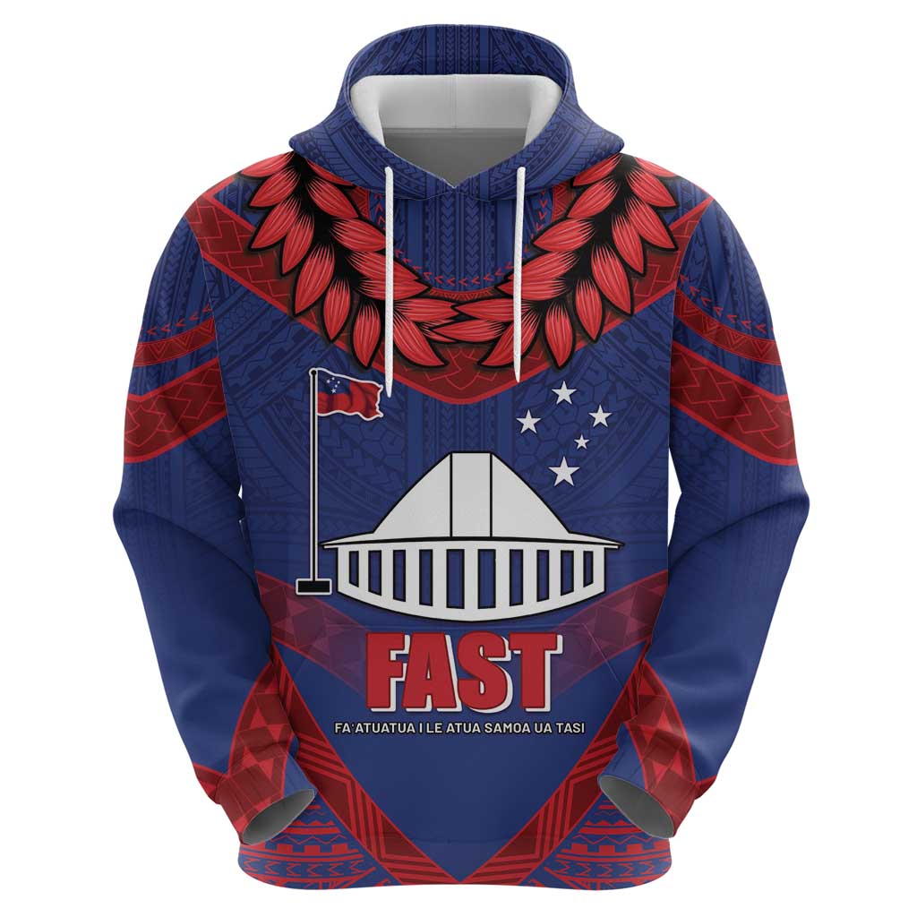 Personalised FAST Party Samoa Zip Hoodie Samoan Coat Of Arms Ulafala Style