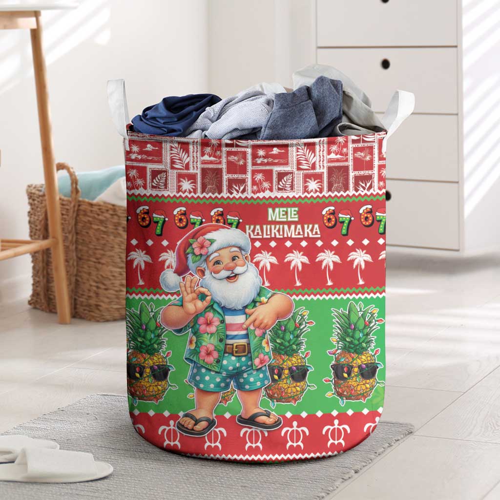 Mele Kalikimaka Hawaii Christmas Laundry Basket Funny Santa 67 Gen Alpha Slang - Polynesian Pride