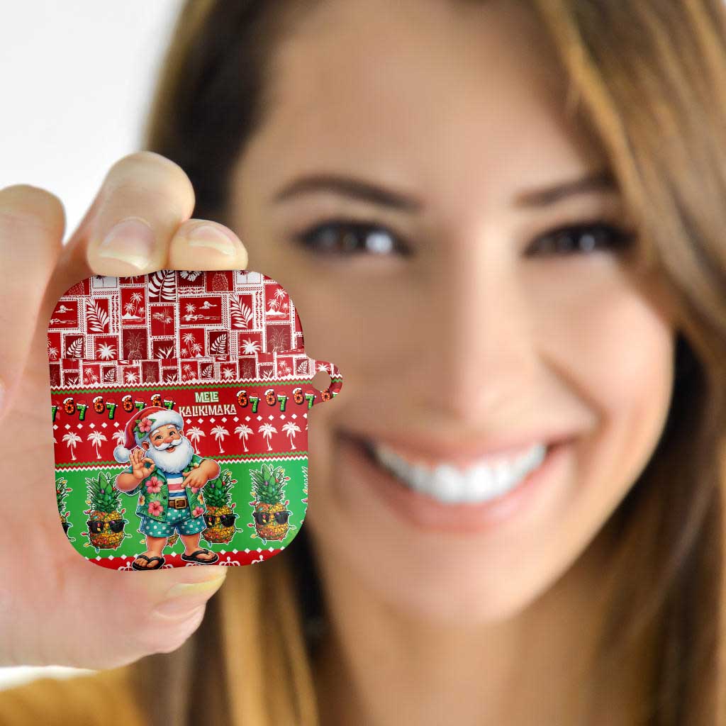 Mele Kalikimaka Hawaii Christmas AirPods Case Funny Santa 67 Gen Alpha Slang - Polynesian Pride