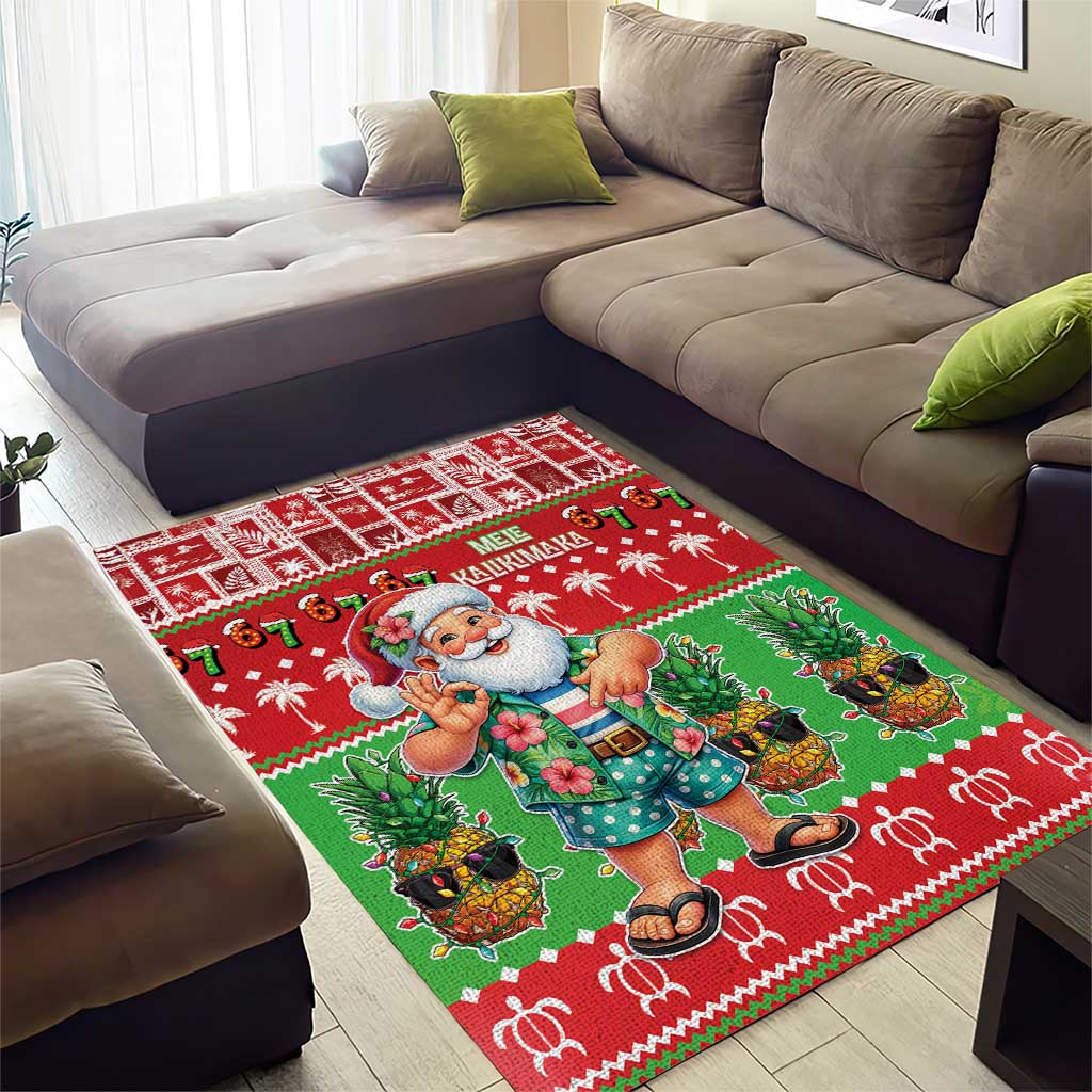 Mele Kalikimaka Hawaii Christmas Area Rug Funny Santa 67 Gen Alpha Slang - Polynesian Pride