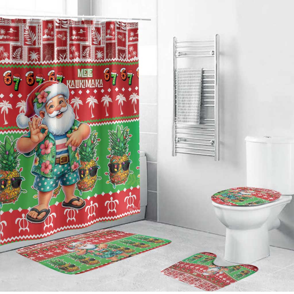Mele Kalikimaka Hawaii Christmas Bathroom Set Funny Santa 67 Gen Alpha Slang - Polynesian Pride