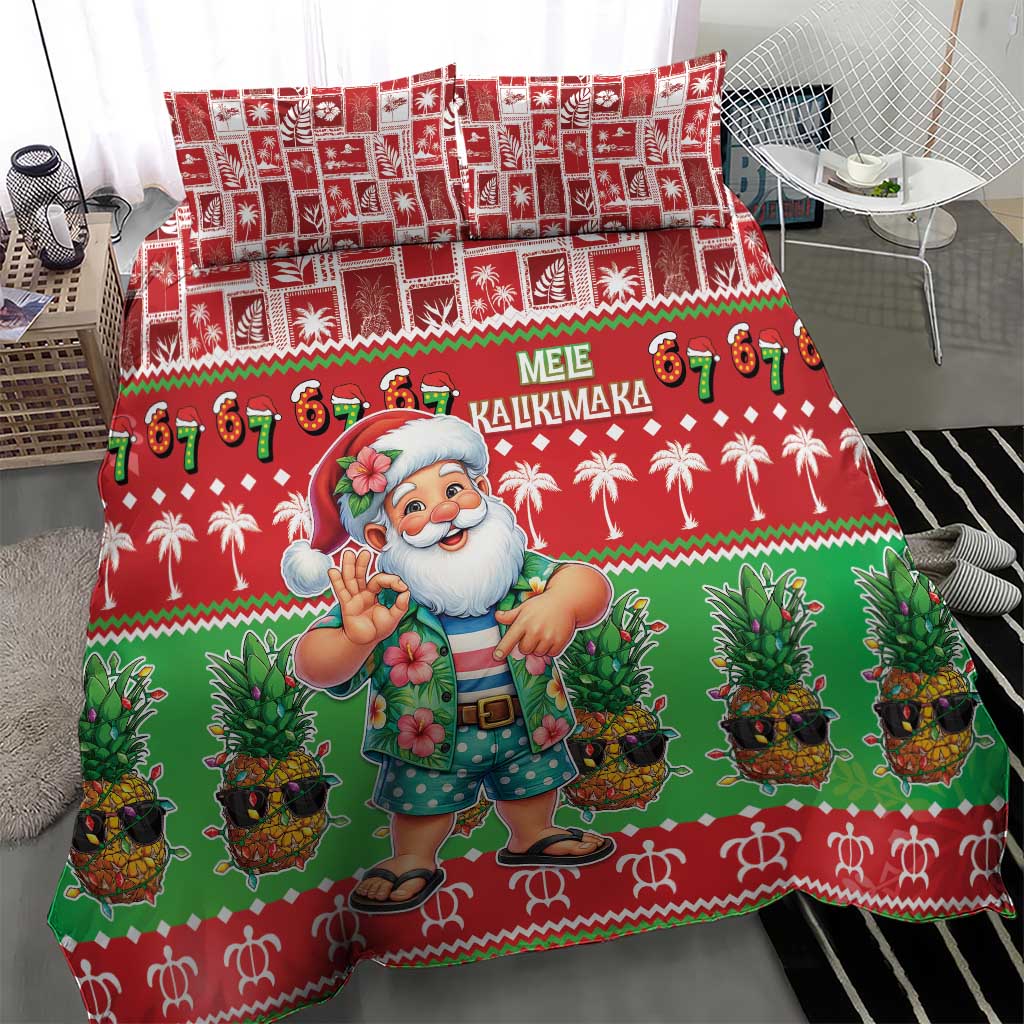 Mele Kalikimaka Hawaii Christmas Bedding Set Funny Santa 67 Gen Alpha Slang - Polynesian Pride
