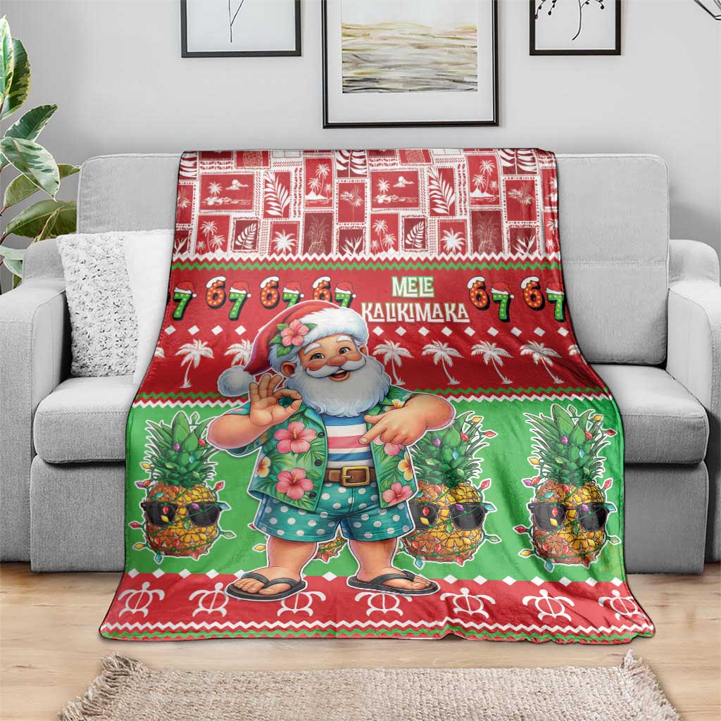 Mele Kalikimaka Hawaii Christmas Blanket Funny Santa 67 Gen Alpha Slang - Polynesian Pride