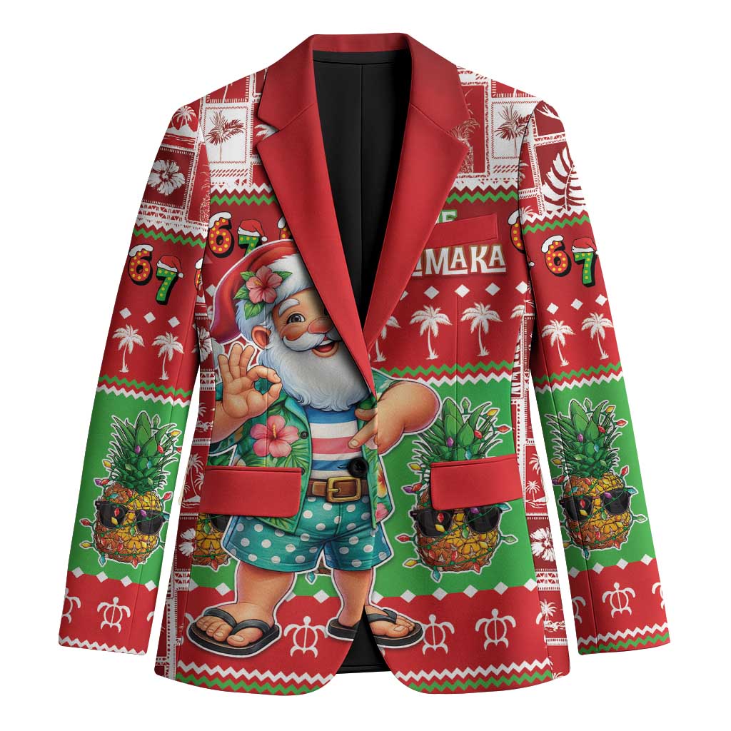 Mele Kalikimaka Hawaii Christmas Blazer Funny Santa 67 Gen Alpha Slang - Polynesian Pride