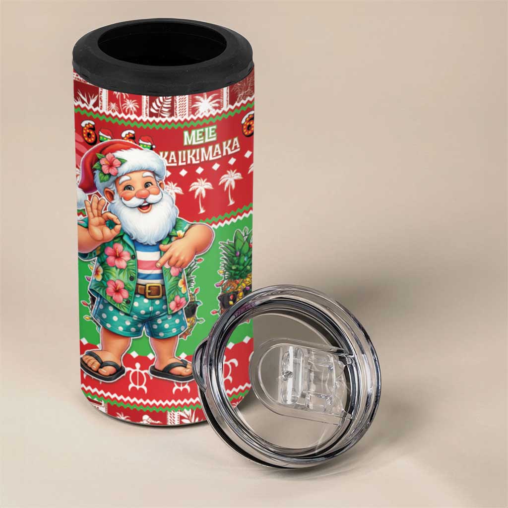 Mele Kalikimaka Hawaii Christmas 4 in 1 Can Cooler Tumbler Funny Santa 67 Gen Alpha Slang - Polynesian Pride