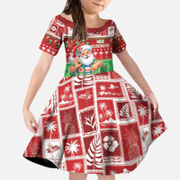 Mele Kalikimaka Hawaii Christmas Family Matching Off The Shoulder Long Sleeve Dress and Hawaiian Shirt Funny Santa 67 Gen Alpha Slang - Polynesian Pride