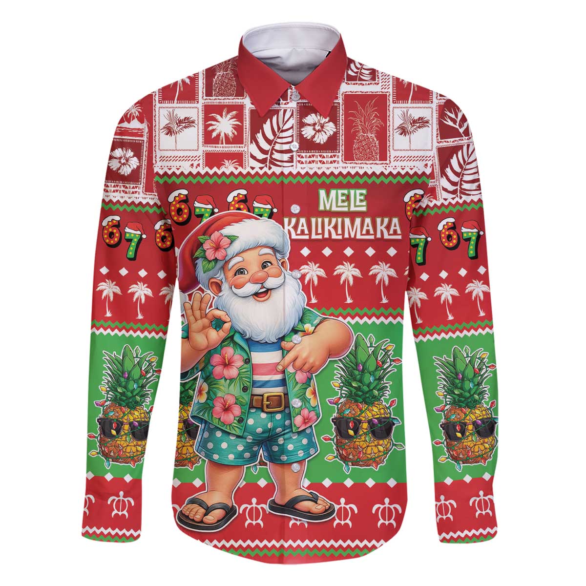 Mele Kalikimaka Hawaii Christmas Family Matching Off The Shoulder Long Sleeve Dress and Hawaiian Shirt Funny Santa 67 Gen Alpha Slang - Polynesian Pride