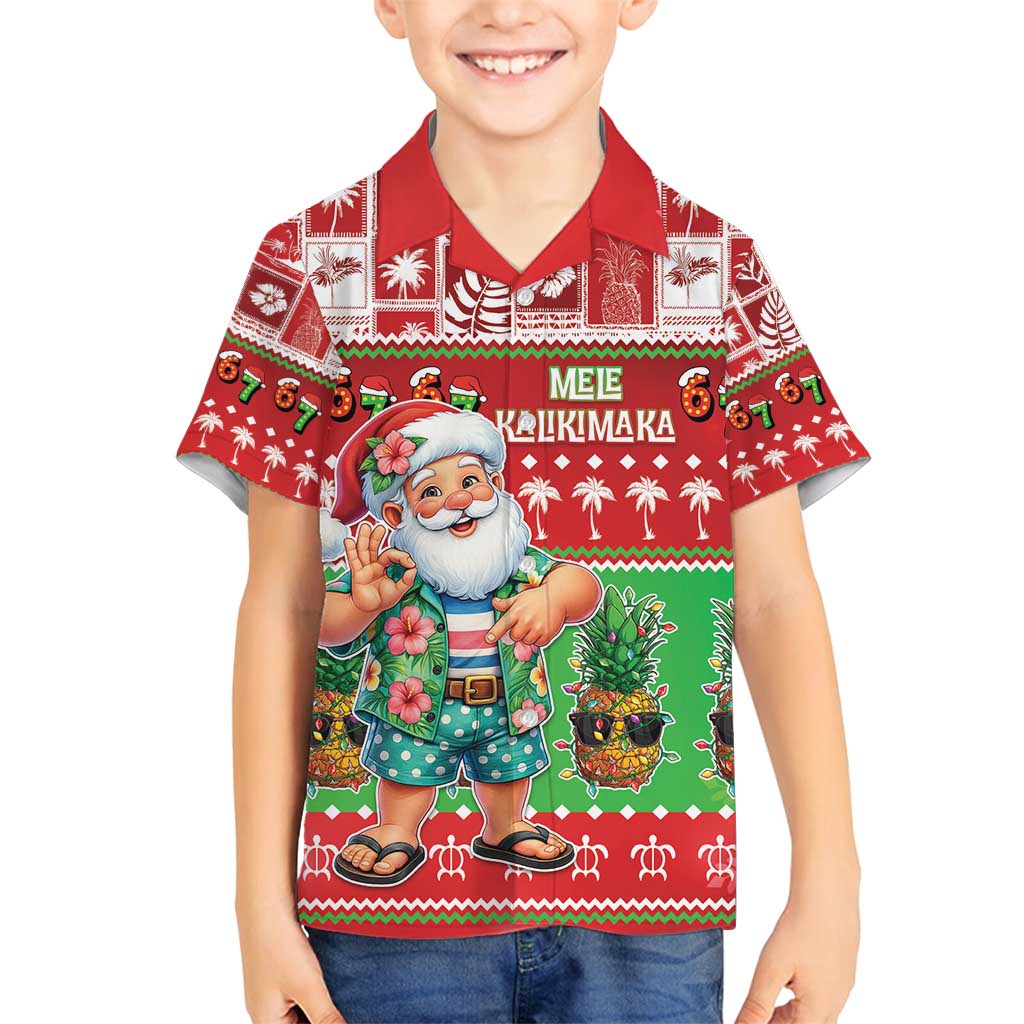Mele Kalikimaka Hawaii Christmas Family Matching Off Shoulder Short Dress and Hawaiian Shirt Funny Santa 67 Gen Alpha Slang - Polynesian Pride
